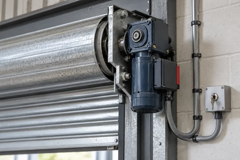 Commercial roller shutter electric drive motor and key control